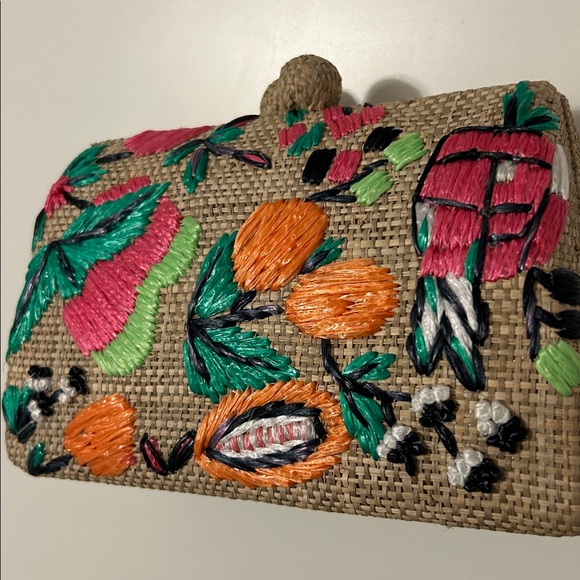 Serpui Candice Embroidered Clutch in Toast - Picture 6 of 10